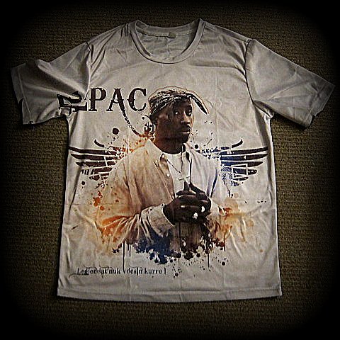  TUPAC SHAKUR-Two Sided All Over Printed - Soft / Polyester / Spandex T-Shirt